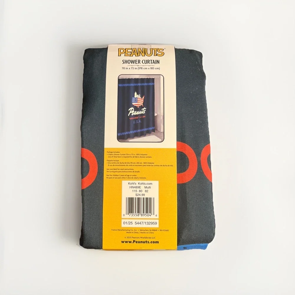 Peanuts Snoopy USA Patriotic Shower Curtain 70x72 - 75 Years New 2025 NWT (219)